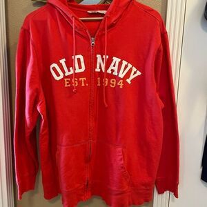 Old Navy Est 1994 Red Vintage Side Zip Up Hooded Sweatshirt XXL